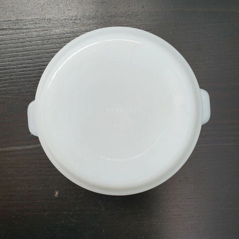 Dynaware White Brown Daisy Flowers Handled Pyr-O-rey Small Bowl MCM Vtg 6